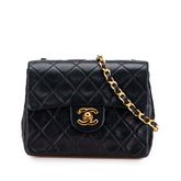 シャネル ミニマトラッセ ココマーク チェーン ショルダーバッグ ブラック ラムスキン レディース CHANEL 【中古】